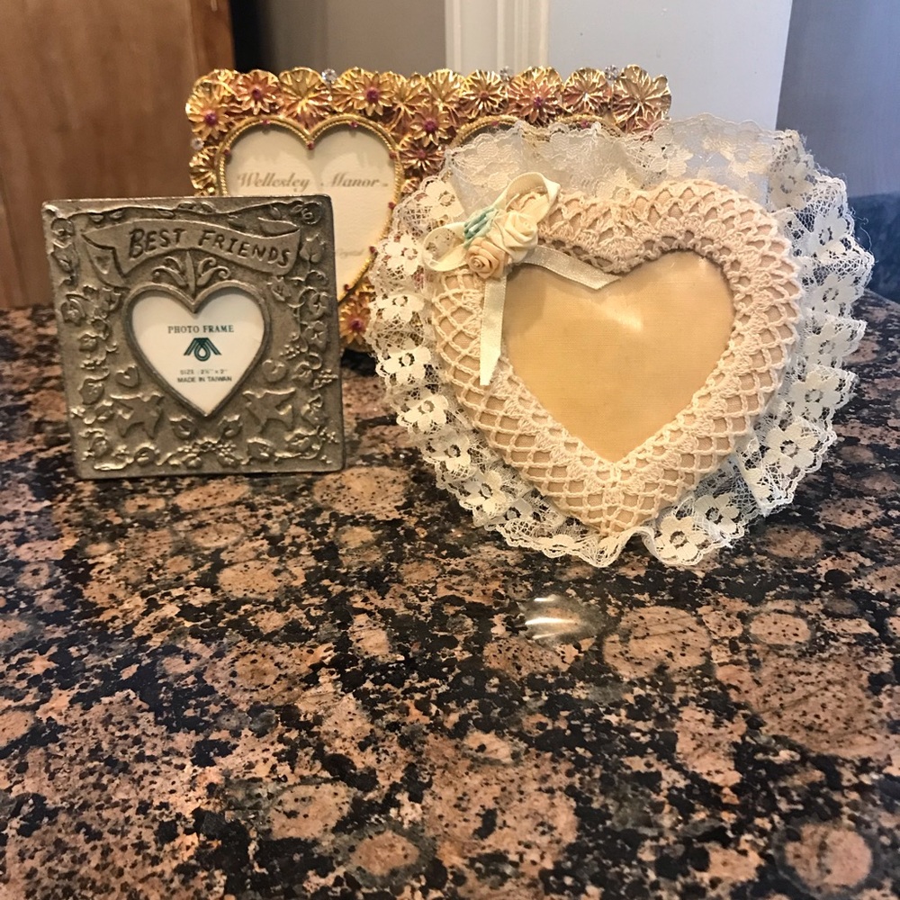 3 Heart Shaped Picture Frames
